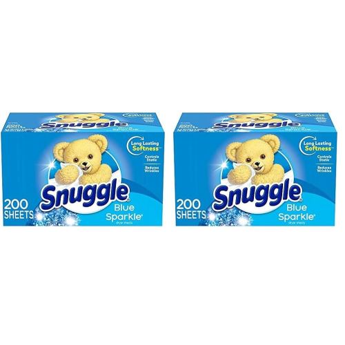 Snuggle Fabric Softener Dryer Sheets, Blue Sparkle, 200 Count (Pack of 2)