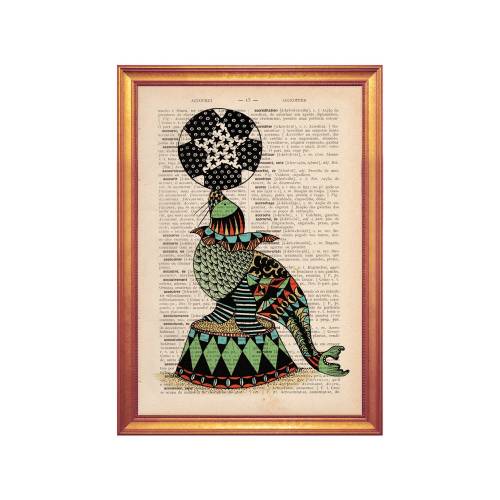 Circus SEAL on dictionary book page illustration wall art decor handmade illustration on dictionary book page circus seal vintage style