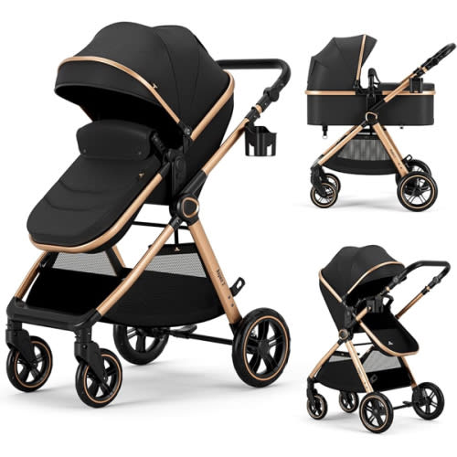 2 in 1 Baby Stroller, Convertible Bassinet Pushchair for Infants and Newborns 0-36 Months
