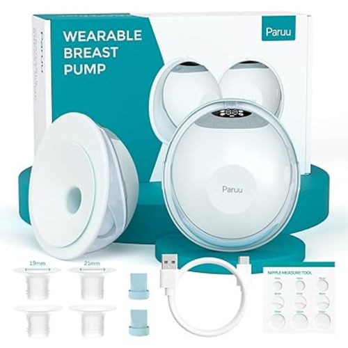 Paruu P20 Old Version Wearable Breast Pump, Double Layer Flange Design, 4 Modes with 12 Suction Levels, Hands-Free Electric Nursing Pump with BPA-Free Material