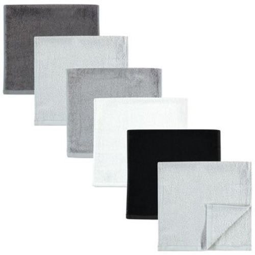 Hudson Baby Infant Rayon From Bamboo Burpcloth 6pk, Black White, One Size