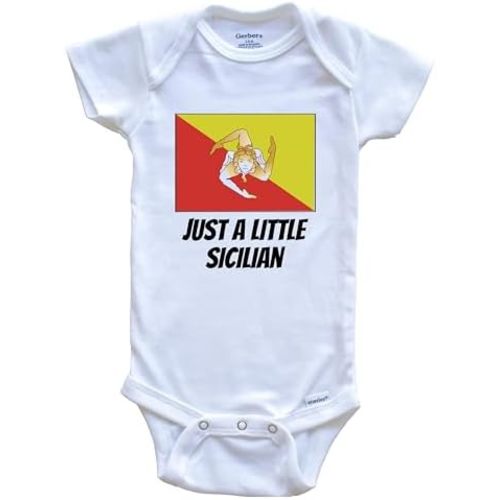 Really Awesome Shirts Just A Little Sicilian Cute Sicily Flag One Piece Baby Bodysuit