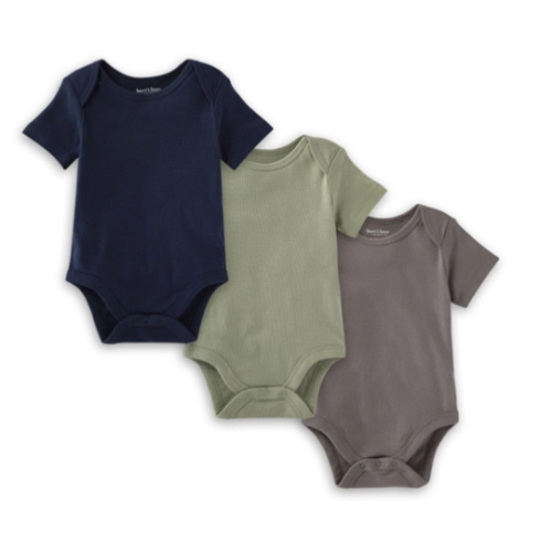 Organic Solid Short Sleeve Bodysuits - Set of 3 - Midnight