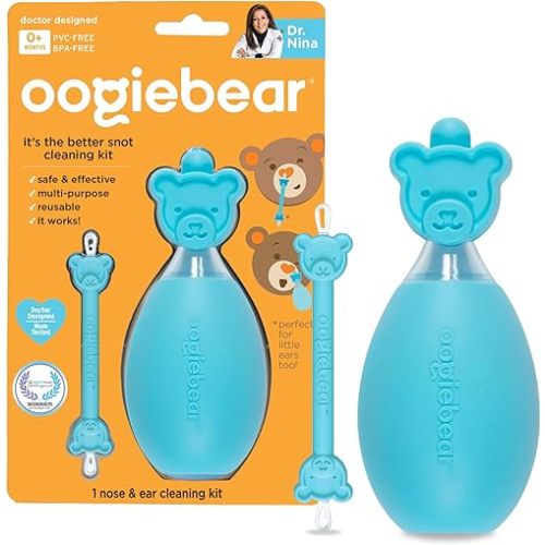 oogiebear BearPair Baby Nose Cleaner & Ear Wax Removal Tool with Nasal Aspirator - Safe Booger & Earwax Removal for Newborns, Infants, Toddlers