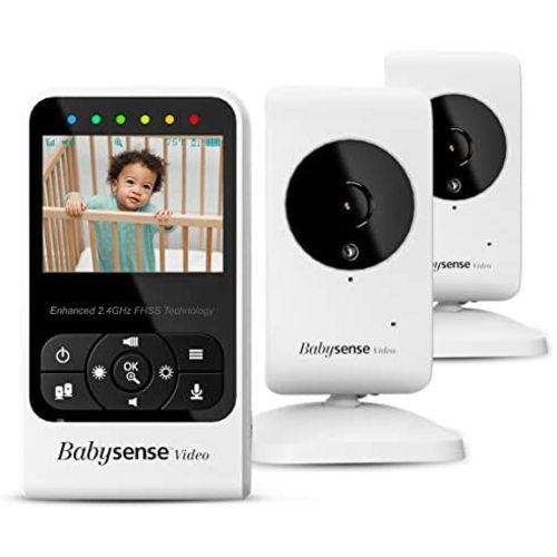 New Babysense Video Baby Monitor with Camera and Audio, Supplied with Two Cameras, Long Range, Room Temperature, Infrared Night Vision, Two Way Talk Back, Lullabies and White Noise, Model V24R_2
