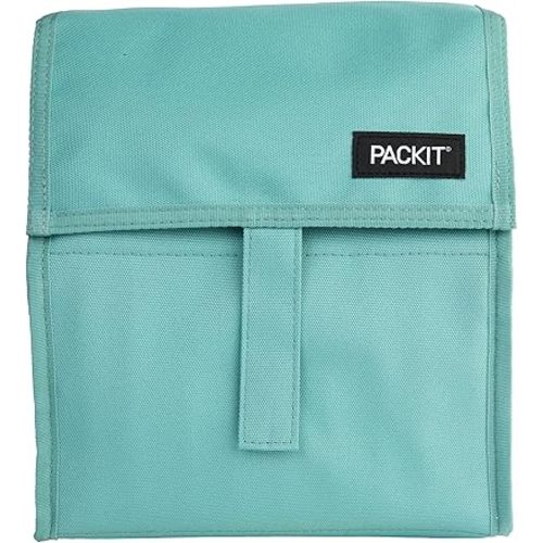 PackIt® Freezable Lunch Bag, Sage, Built with ECOFREEZE® Technology, Foldable, Reusable, Zip and Fold Closure with Buckle Handle, Designed for Work Lunches and Fresh Lunch On the Go