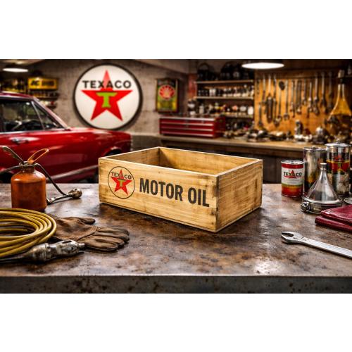 Handmade Texaco Wooden Crate: Vintage Gas & Oil Decor