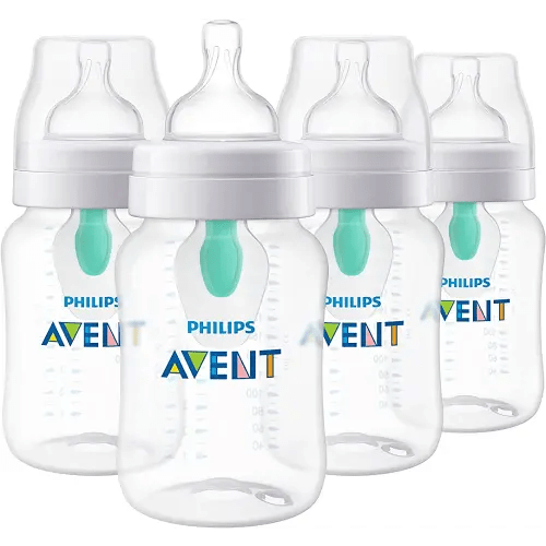 Philips AVENT Anti-Colic Baby Bottles with AirFree Vent, 9oz, 4pk, Clear, SCY703/04