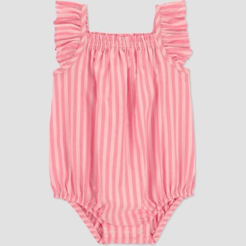 Carter's Just One You® Baby Girls' Striped Ruffle Romper - Pink 3M