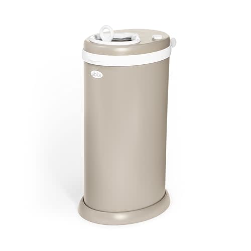 Ubbi Stainless Steel Diaper Pail, Odor Locking, No Special Bag Required, Award-Winning, Registry Must-Have, Taupe