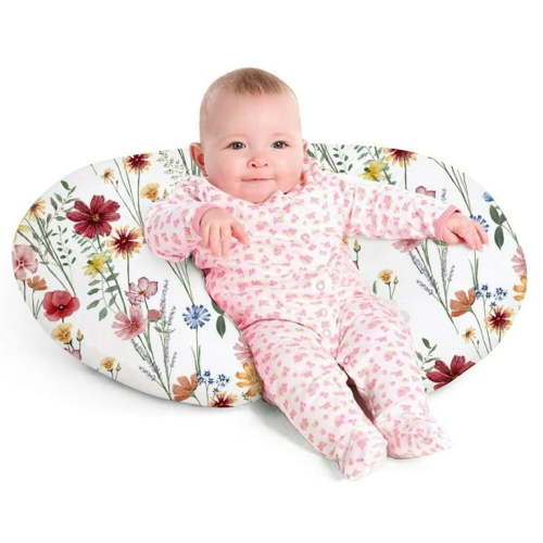 Little Grape Land Ergonomic Nursing Pillow, Breastfeeding Support Pillow,Baby lounger pillow for Bottle Feeding,Multifunctional Support Cushion for Travel,Spring Flowers