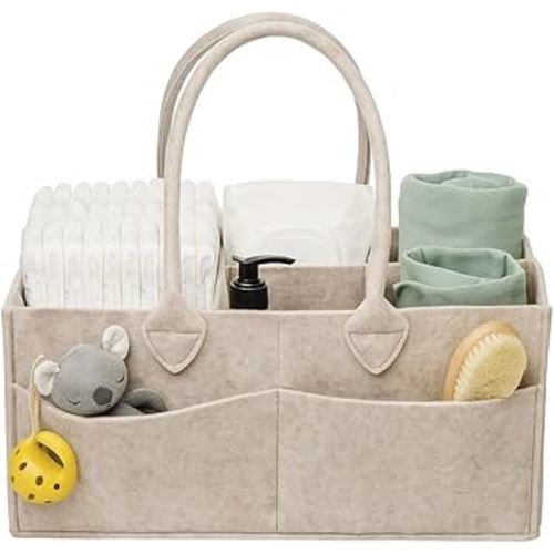 PUTSKA Baby Diaper Caddy Organizer - Nursery Storage Basket for Diaper Station, Baby Basket Shower Gifts List and Registry Must-Haves, Newborn Essentials, Nursery Decor for Boy or Girl-DarkMocha,Large