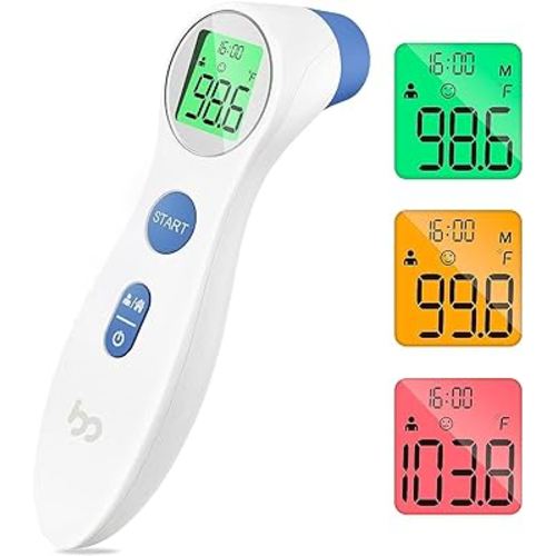 Forehead Thermometer for Adults and Kids, Digital Infrared Thermometer for Home with Fever Alarm, FSA HSA Eligible,1s Reading and 3-Color Indicator, No-Touch, Accurate