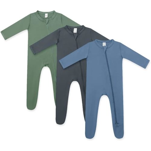 HAPIU Rayon from Bamboo Baby Footed Pajamas, 2 Way Zipper YKK, Footie for Baby Boy Girls, Newborn-24 Months