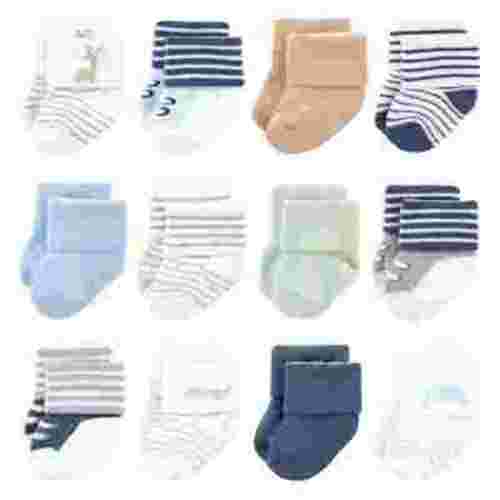 Luvable Friends Infant Boy Newborn and Baby Terry Socks, Safari, 0-6 Months
