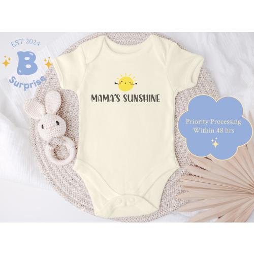 Mama's Sunshine Natural Baby Onesie® - Adorable Sun Bodysuit & Cozy Infant Gift - Trendy Boho Baby Apparel
