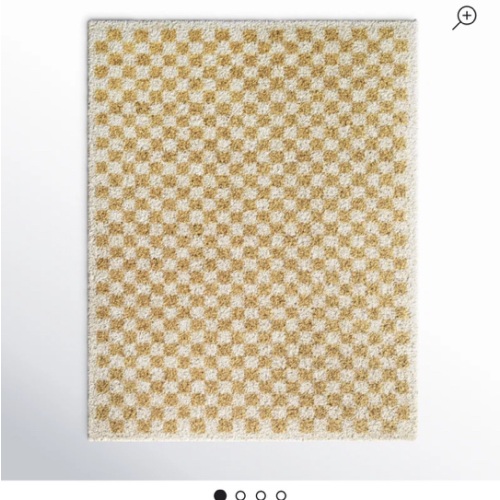 Walker Checkered mustard/Cream Shag Area Rug