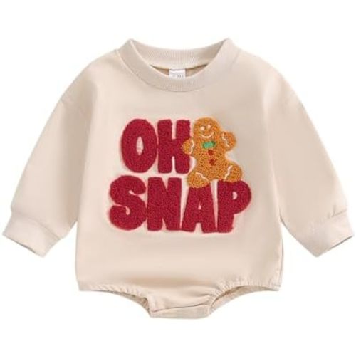 My First Christmas Baby Girl Boy Outfit Newborn Letter Embroidery Sweatshirt Gingerbread Man Romper Fall Clothes