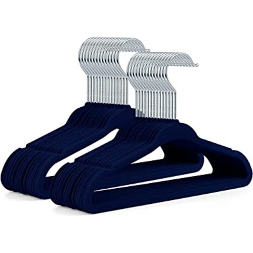 Velvet Kids Hangers 30 Pack, Space Saving Ultra Thin Baby Hangers for Closet, Non Slip Hangers for Children Skirt Dress Pants, Heavy Duty Infant Clothes Hangers - Navy Blue