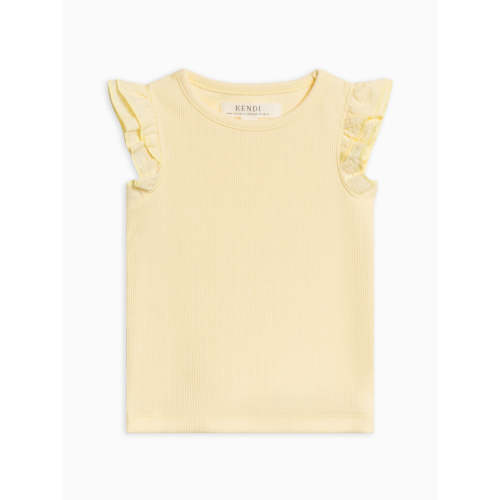 Daphne Ribbed Tank with Eyelet Ruffle floral/butter 6-12