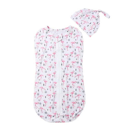 Cute Newborn Swaddle Blanket Baby Boy Girl Zipper Sleeping Bag Wrap Hat Cloth