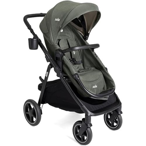Joie Ginger lx 4-in-1 One-Hand Pramette Stroller - Easy Convertible Pramette and Stroller with a One-Hand Pramette Conversion, for Newborns to Toddlers (Evergreen)
