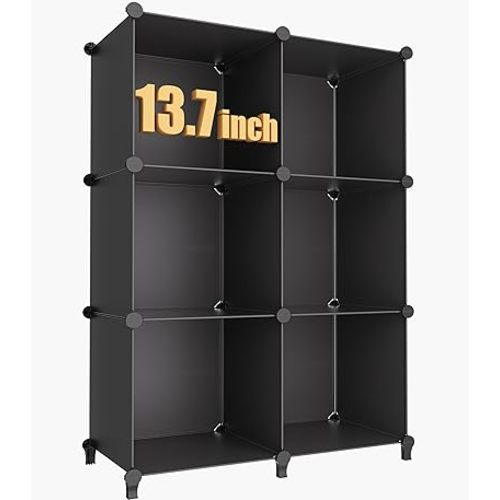 HOMIDEC XLarge Cube Storage Organizer,13.7 Inch Closet Organizer Storage Cabinet Shelf Bookshelf with Metal Hammer, Storage Cubes Organizers Cabinet for Kids, Closet, Bedroom, Bathroom Black