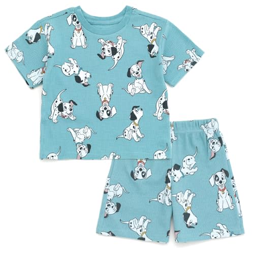 Disney Waffle Knit T-Shirt and Shorts Outfit Set Newborn to Little Kid Sizes (0-3 Months - 5)
