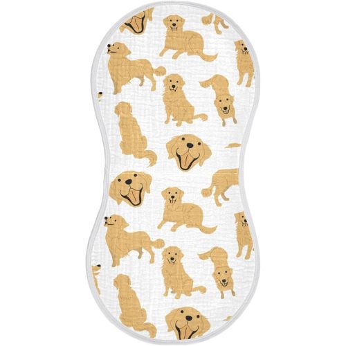 Golden Retriever Dog Muslin Burp Cloths for Baby 1 Pack Soft 100% Cotton Baby Washcloths Bibs for Boy Girl