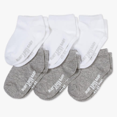 Burt's Bees Baby Unisex Baby Socks Ankle or Crew Height Made with Soft Organic Cotton, 6 Packs with Non-Slip Grips for Babies