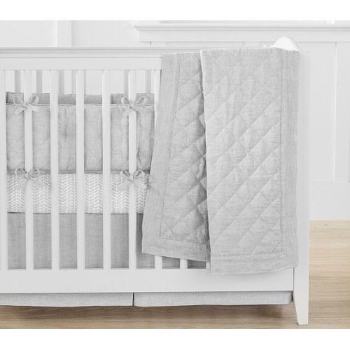 Belgian Flax Linen Mini Baby Bedding - Gray