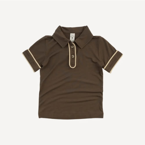 short sleeve piped polo tee | tarmac | bamboo