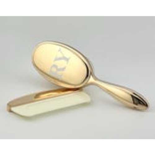 Personalised Plated Gold Brush and Comb Set | Keepsake Gift