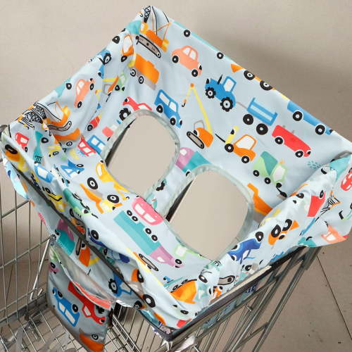 Waterproof Carton Style Shopping Trolley Seat Cover Soft Comfortable Baby Safety Cart Cover for Highchairs Swings Toddler Infant Carts