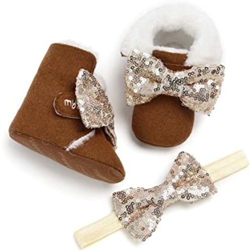 Ohwawadi Infant Baby Boys Girls Slippers Cozy Fleece Booties Soft Bottom Warm Cartoon Socks Newborn Crib Shoes