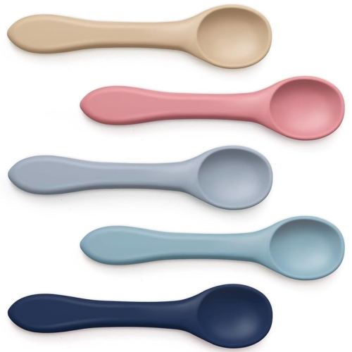 5-Piece Silicone Baby Feeding Set - Soft, Bendable Spoons for Infants & Toddlers