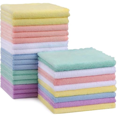 HOMEXCEL Baby Washcloths 24 Pack-Microfiber Baby Bath Face Towel 11.5 x 11.5 Inch Extra Absorbent and Soft Burp Cloth and Wash Cloths for Newborn-Infants and Toddlers-Gentle On Sensitive Skin