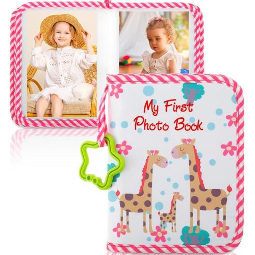 Baby Photo Album Practical First Photo Album Cute Soft Cloth Photo Book Easy to Use My First Photo Book for for Newborn Toddler (Pink 1PC)