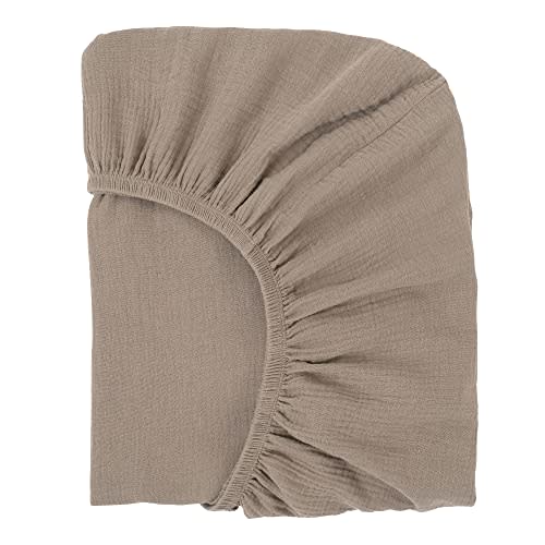 100% Organic Cotton Muslin Fitted Crib Sheet - Fits Standard Crib and Toddler Bed Mattress Size - Fawn Brown - Nora's Nursery