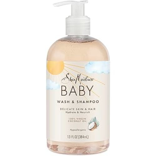 SheaMoisture Baby Wash and Shampoo 100% Virgin Coconut Oil for Baby Skin Cruelty Free Skin Care 13 oz