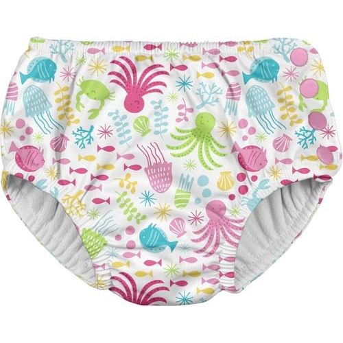 green sprouts Snap Reusable Absorbent Swimsuit Diaper, Light Pink Pinstripe, 24 Month