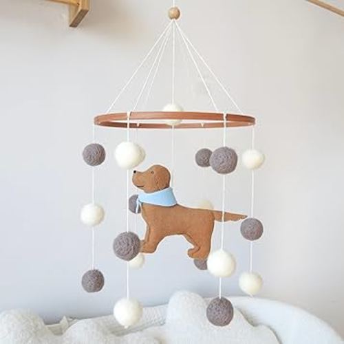 Baby Crib Mobile for Boys Girls Dog Mobile Baby Mobile for Crib Mobile for Bassinet with Felt Ball