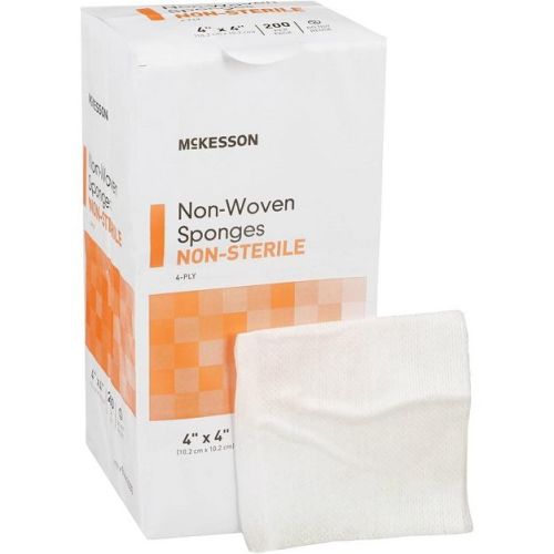 McKesson 94442000 NonWoven Sponge McKesson Polyester / Rayon 4-Ply 4 X 4 Inch Square NonSterile (Box of 200)