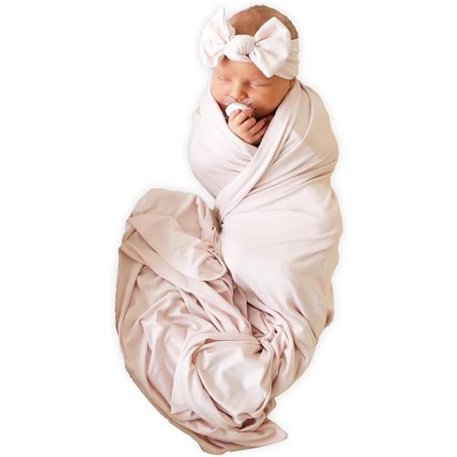 Caden Lane Baby Swaddle & Receiving Blanket, Soft, Breathable & Temperature-Regulating Bamboo Viscose Fabric for Swaddling Newborns, Gender Neutral Infant Blanket for Boys & Girls, Pale Pink