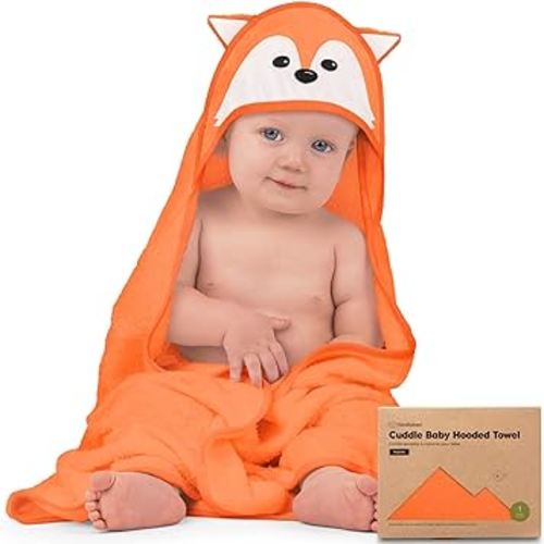 KeaBabies Baby Hooded Towel - Viscose from Bamboo Baby Towel, Infant Towels, Large Hooded Towel, Organic Baby Bath Towel with Hood for Girls, Babies, Newborn Boys, Toddler(Fox)