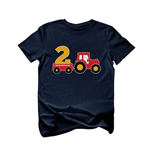 Tstars Farm Tractor 2nd Birthday Shirt Gifts for 2 Years OId Boys Girls Bday Party Toddler Kids T-Shirt