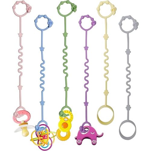 Toy Straps for Baby,RTMOK Silicone Setpacifier Clip,Applies to Car Seat Toy,Teether Toy,High Chair,Stroller Accessories,Baby Toy Clips,Cribs,Rocking Chair (Multicolored)