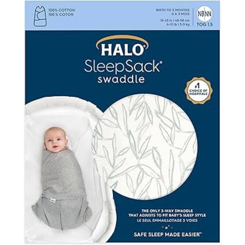 Amazon.com: HALO 100% Cotton Sleepsack Swaddle, 3-Way Adjustable Wearable Blanket, TOG 1.5, Baby Blue, Newborn, 0-3 Months : Baby
