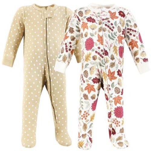 Hudson Baby Girls Thermal Zipper Sleep And Play 2pk, Acorn Botanical, Preemie
