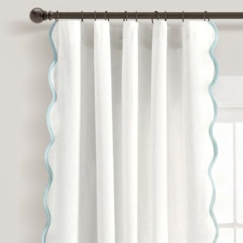 Coastal Chic Scallop Edge Window Curtain Panels Blue/white 52x84 Set